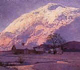 Maxfield Parrish Mountain Farm at Winter painting